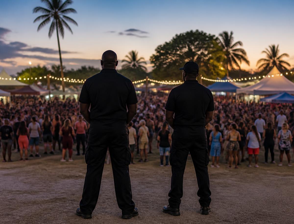Zero Harm officers providing discreet coverage at a Trinidad and Tobago festival